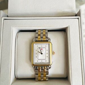 Women's Michele deco II two tone watch diamond dial